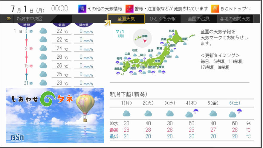 Bsn新潟放送 Bsnコンテンツ データ放送