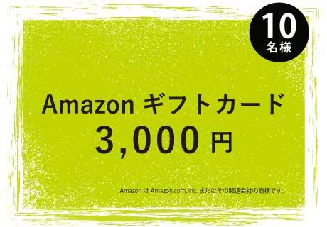 Amazonギフトカード3000円」×10名様
