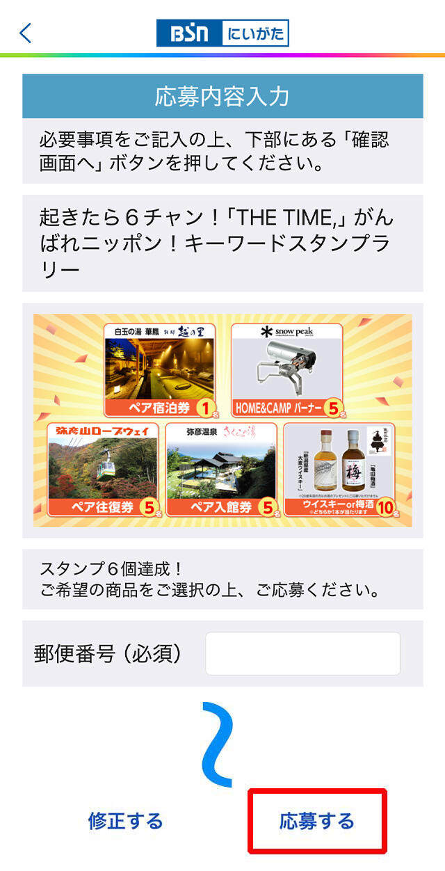 応募画面